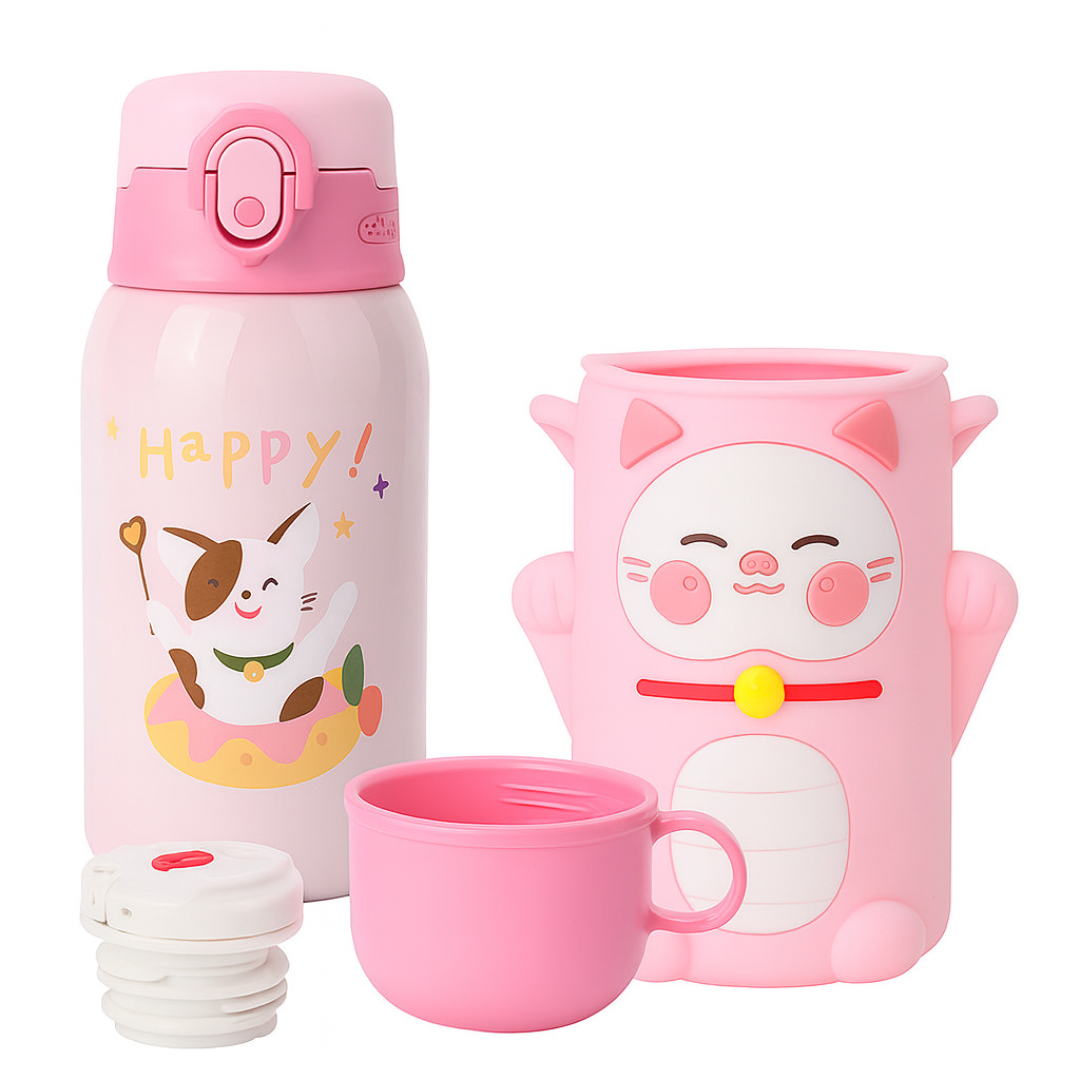 Cat Shape Stainless Steel School Water Bottle for Kids
