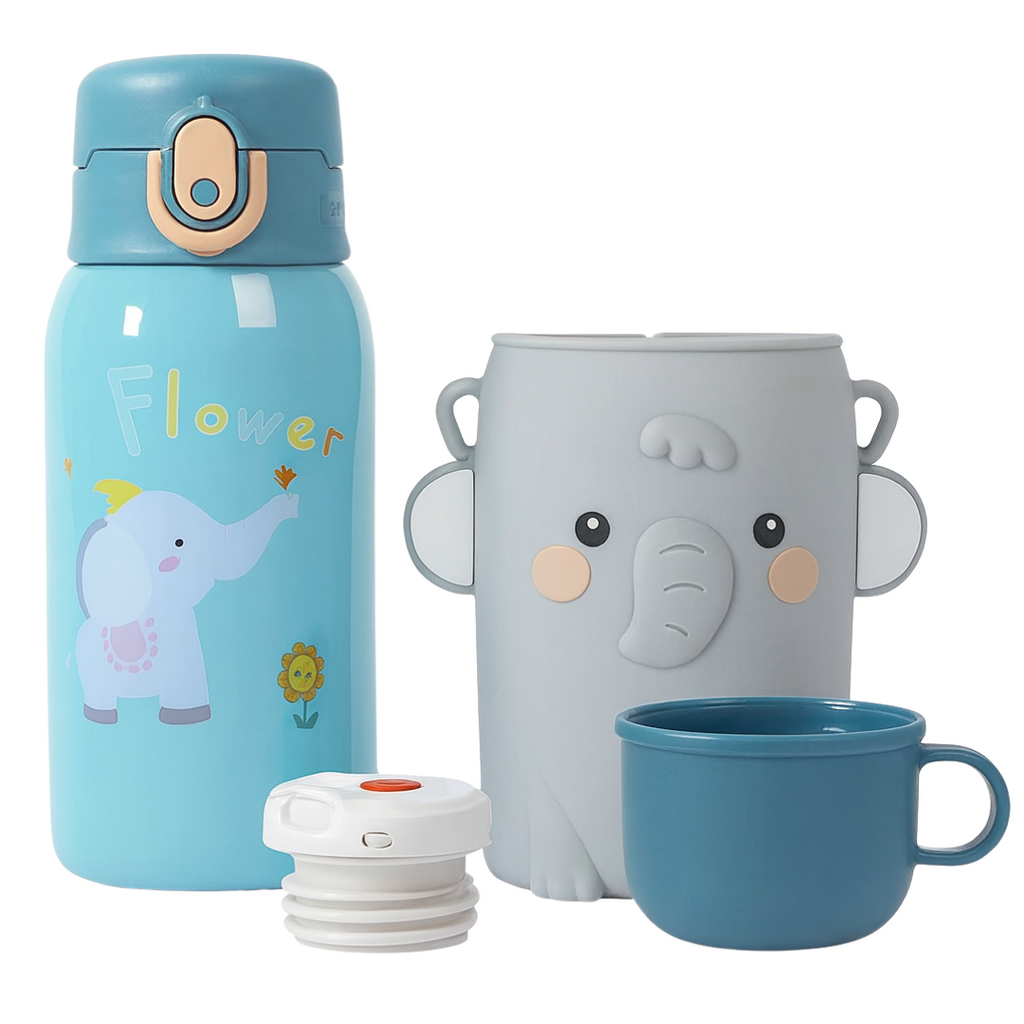 Elephant Shape Stainless Steel School Water Bottle for Kids.