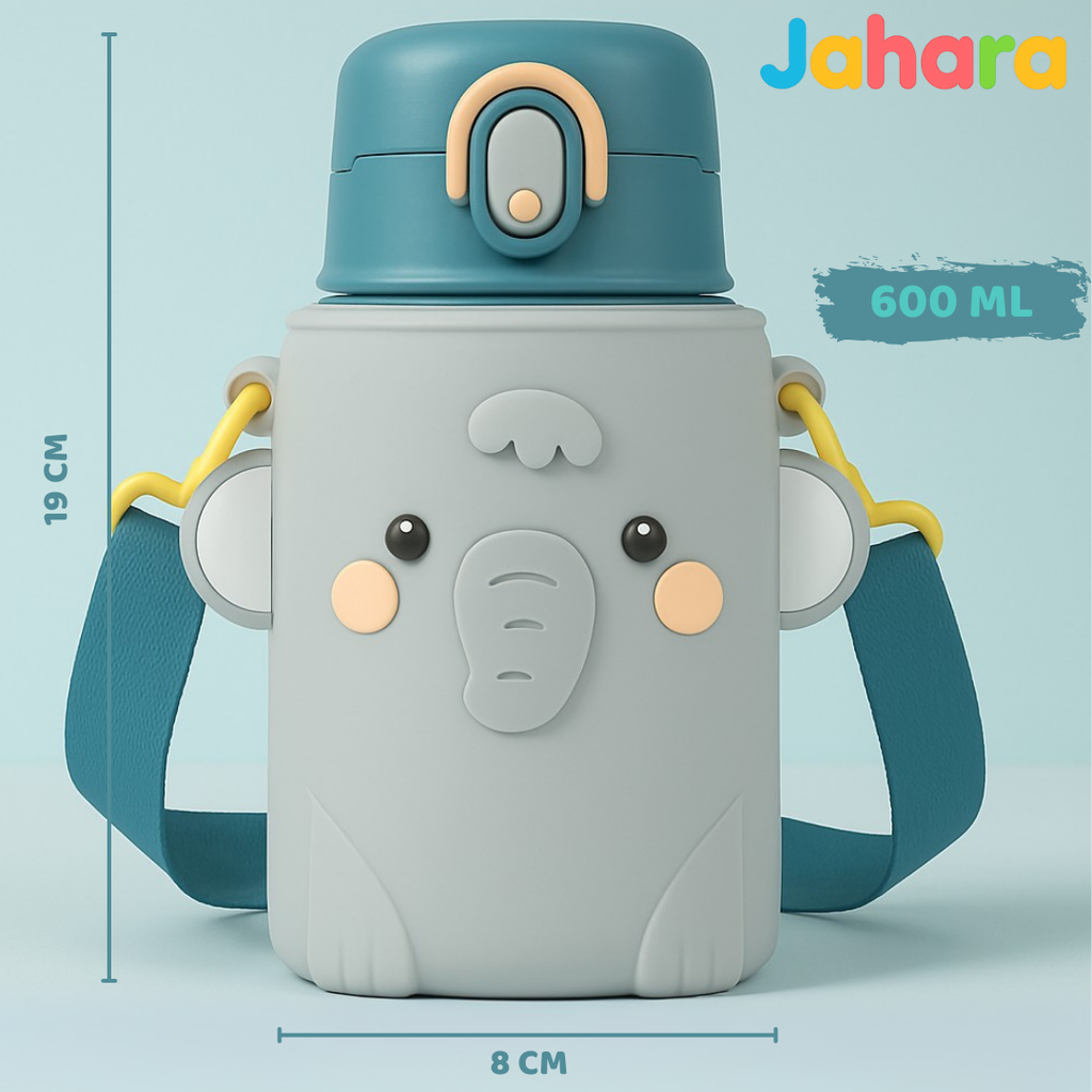 Elephant Shape Stainless Steel School Water Bottle for Kids.