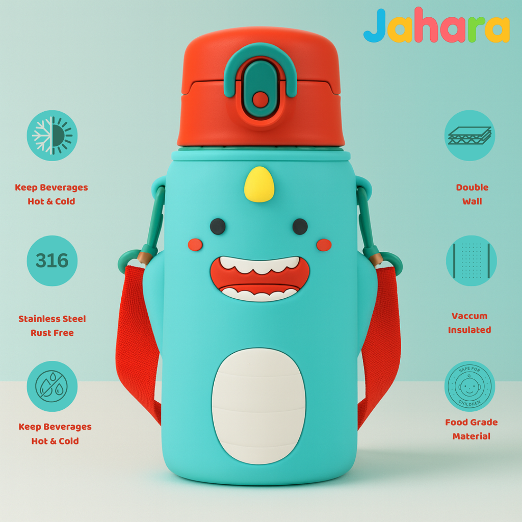 Dinosaur Shape Stainless Steel School Water Bottle for Kids