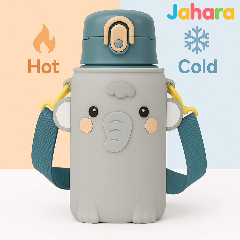 Elephant Shape Stainless Steel School Water Bottle for Kids.