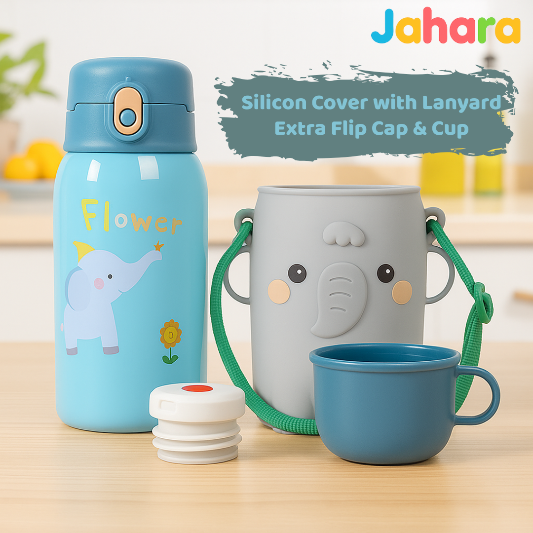 Elephant Shape Stainless Steel School Water Bottle for Kids.