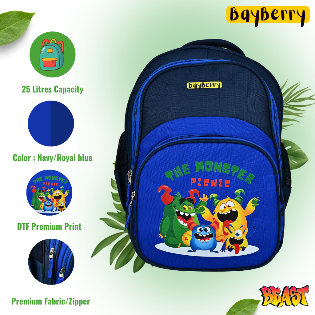Monster Picnic Print School Bag for Kids.