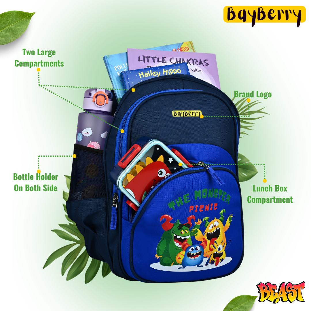 Monster Picnic Print School Bag for Kids.